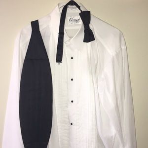Tux shirt, cummerbund and bow tie